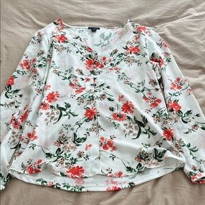Anne Taylor Floral V-Neck Blouse